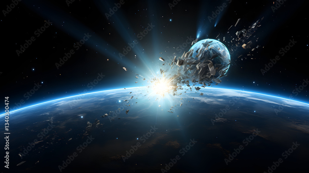 Poster dramatic space explosion captured in a moment of cosmic chaos and power creating a stunning visual d