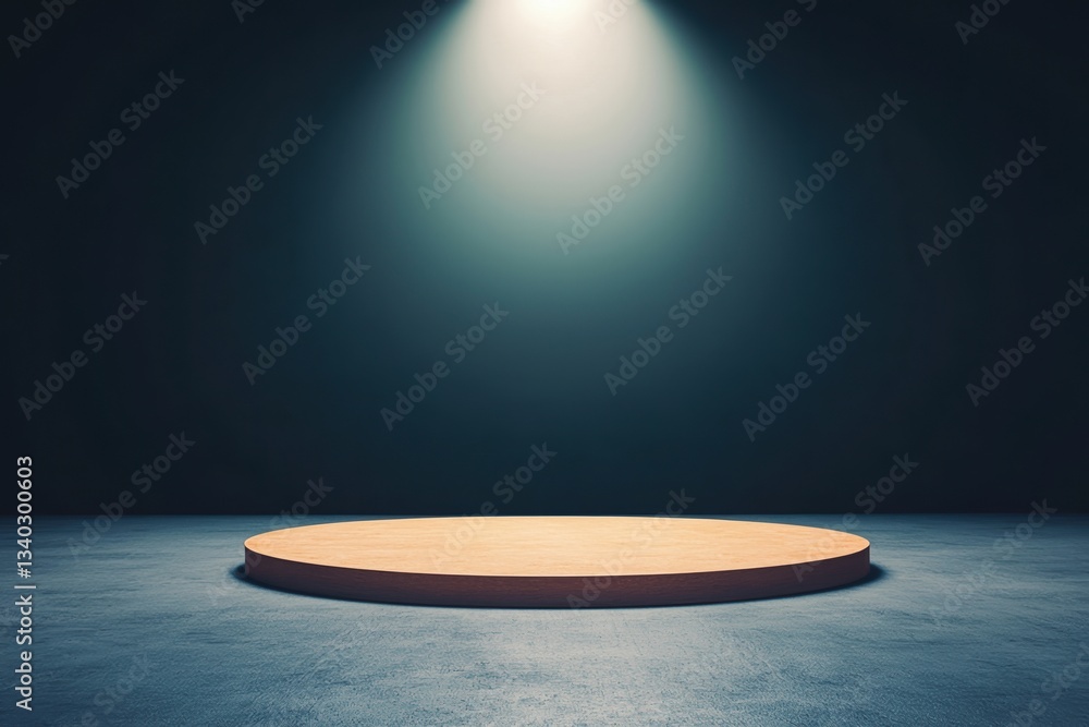 Poster national assembly decision making concepts. empty stage illuminated by a spotlight in a dark setting