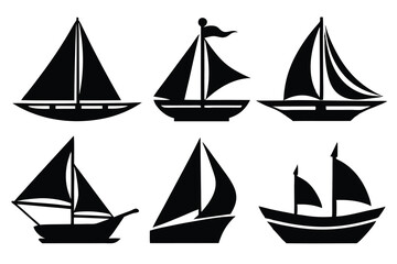Nautical vector set of sailing ships and boats depicting sea travel