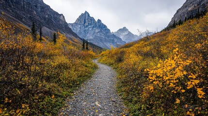 Autumn hiking adventure in majestic mountains nature photography serene landscape captivating viewpoint