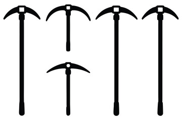 wooden pickaxe icons set vector
