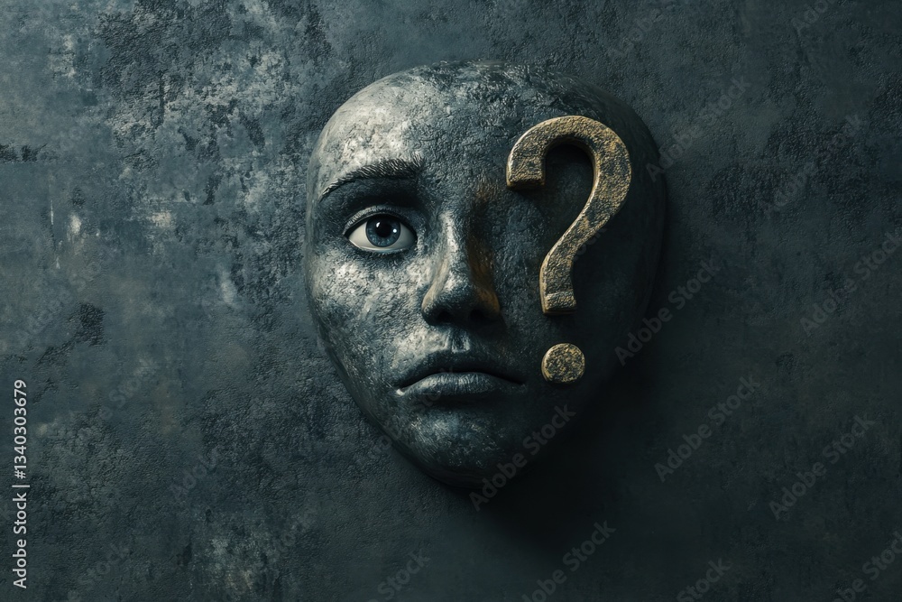 Poster a face with a question mark on it
