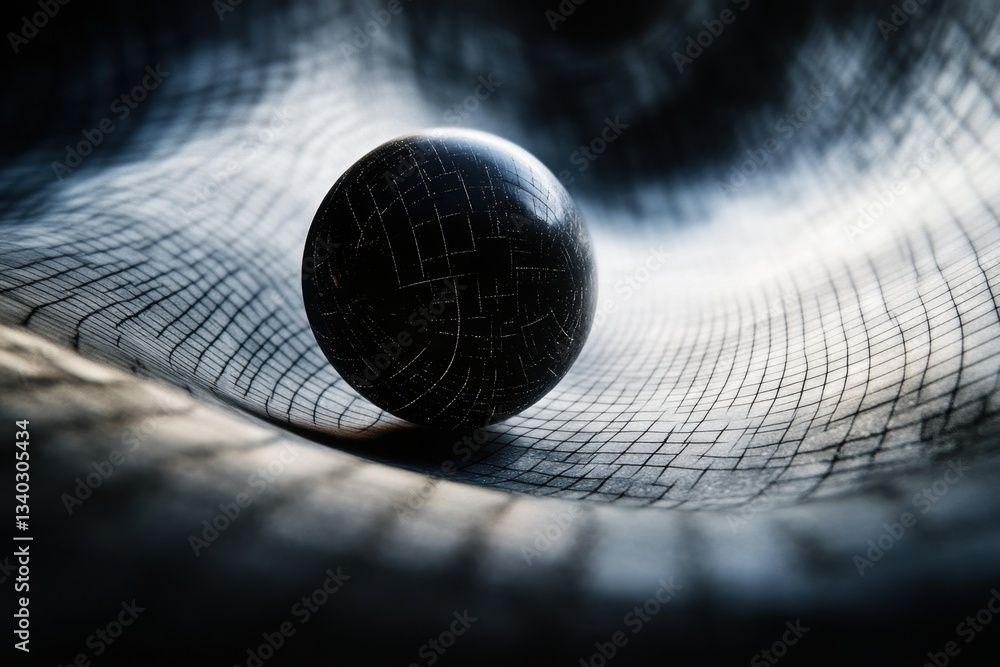 Poster a glowing sphere is floating in a black void