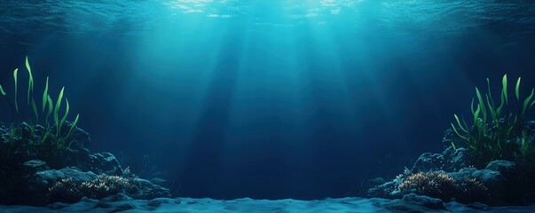 Fototapeta premium Tranquil Underwater Scene with Sunlight and Sea Vegetation