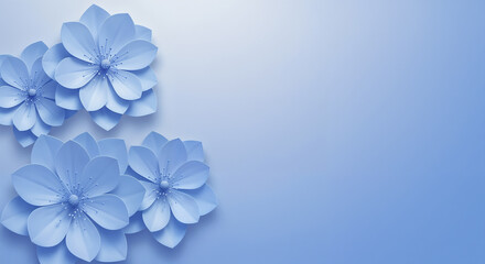 Obraz premium Light Blue Paper Flowers Diagonal Gradient Background