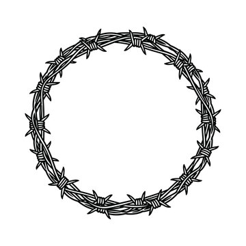 recommend clip art: Barb wire circle clip art. This image shows a circular arrangement of barbed wire, symbolizing boundaries and security. Vector illustration design.