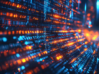 Obraz premium Glowing Lights on Abstract Computer Screen