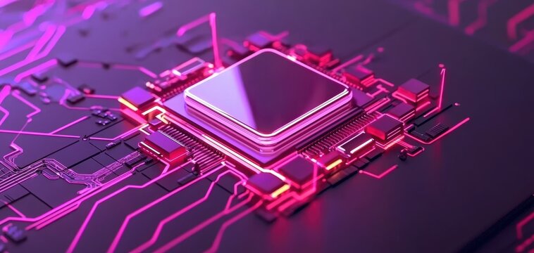 A powerful gaming laptop with a holographic projection of a futuristic motherboard, glowing circuits, sci-fi neon reflections, high-tech futuristic design, hyper-realistic