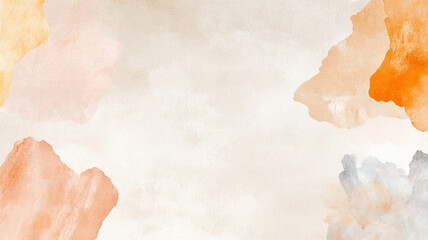 Obraz premium textured background with soft, abstract watercolor shapes in warm tones like peach, orange, and gray creates calming and artistic feel. design resembles kraft paper with modern twist