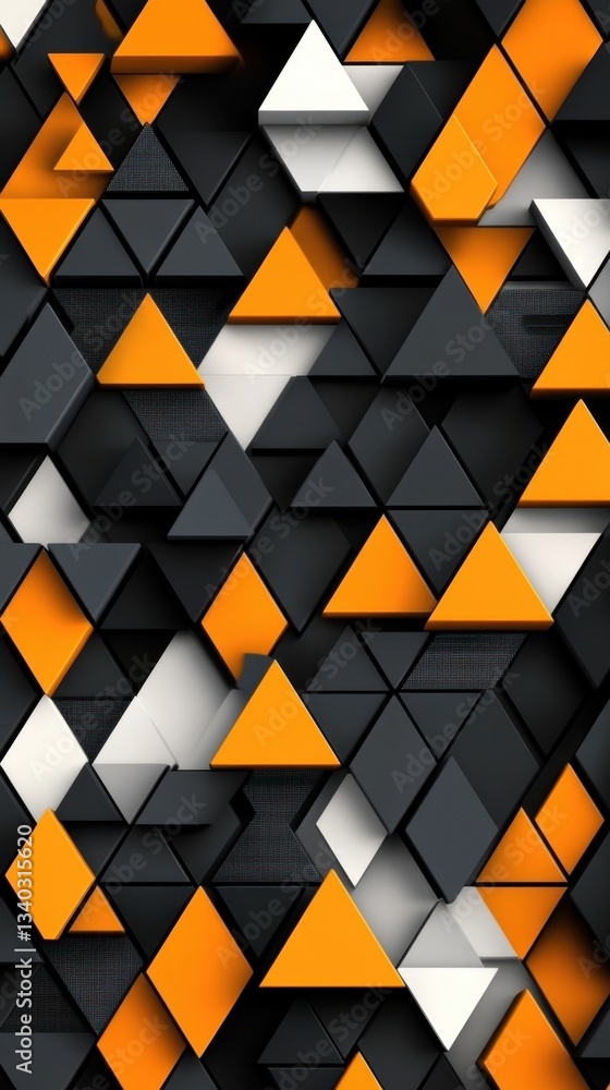 Poster geometric triangle pattern with orange black and white colors abstract background for modern design