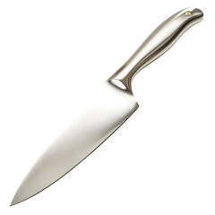 Obraz premium Shiny chef's knife isolated on black background.