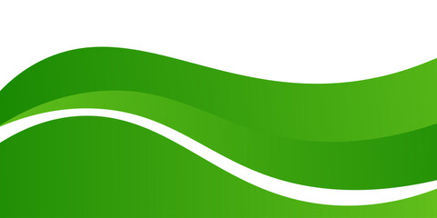 Abstract White and Green wave wide background banner