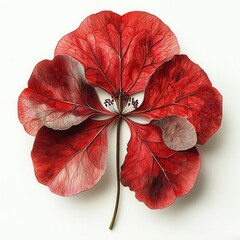 Fototapeta premium Vibrant Red Leaf with Intricate Veins Displaying Natural Beauty and Texture for Artistic Projects