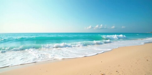 Beautiful sandy beach with soft blue ocean wave, beach, ocean, sea