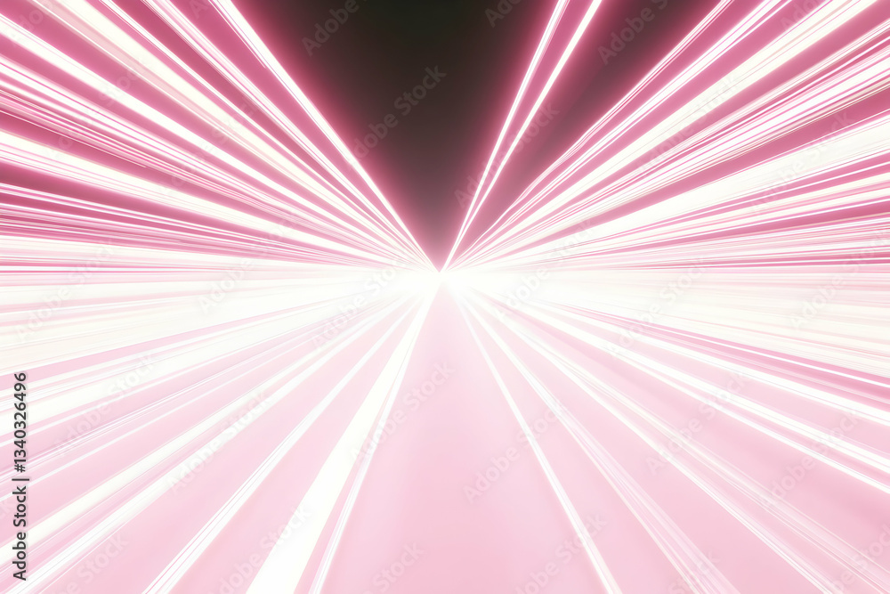 Poster abstract pink light streaks converging at a vanishing point, creating a dynamic and energetic speed 