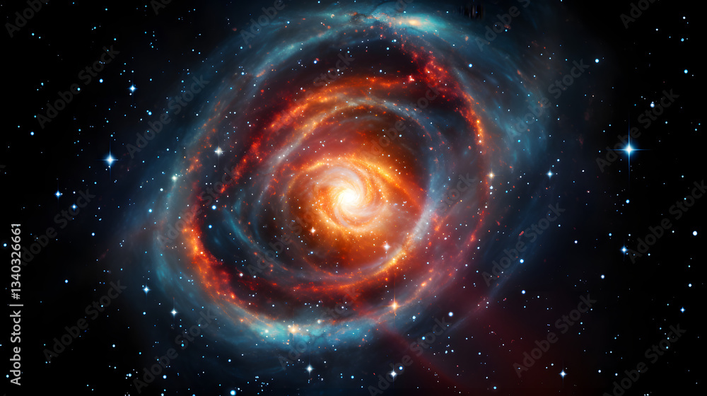 Poster an awe-inspiring spiral galaxy displaying an even distribution of stars within a vast cosmic space r