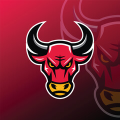 bull head esport gaming logo vector illustration