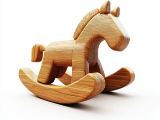 Wooden rocking horse toy designed for children, made from natural materials with smooth edges and a classic aesthetic appeal.