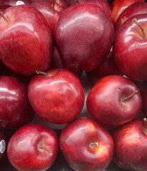 Close-up of a fresh red apple.
