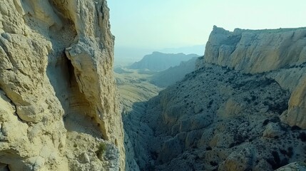 Fototapeta premium Mountainscape adventure in majestic canyon aerial photography serene environment dramatic viewpoint