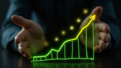 Rapid startup growth visualization digital business graphic on black background