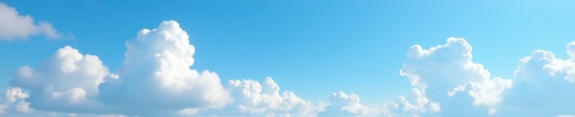 Obraz premium Clouds floating in blue sky with fluffy white clouds and few dark grey shadows, blue sky, white clouds, natural scenery