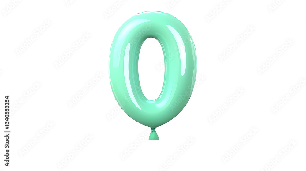 Aufkleber A mint green translucent balloon in the shape of the number 0 is floating gracefully on a clean transparent background creating a simple and elegant visual display