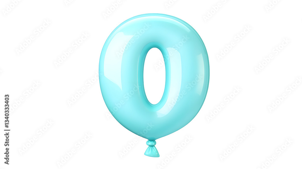 Aufkleber a beautifully inflated blue foil balloon in the shape of the number 0 with helium filled curves and 
