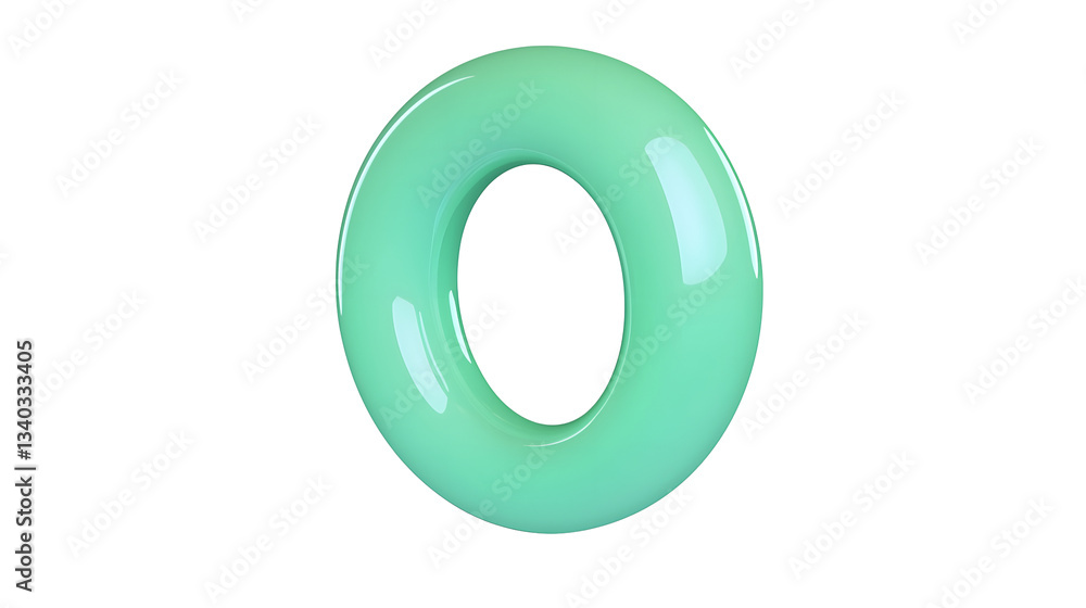 Poster A smooth minimalist green ring shaped object suspended weightlessly against a clean transparent backdrop creating a simple serene and contemporary visual composition