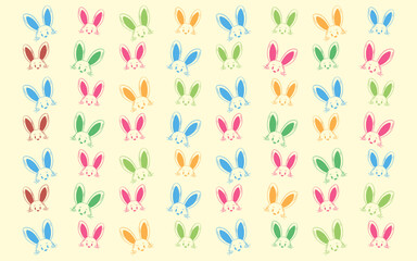 colorful cute bunny vector background, cute bunny pattern wallpaper