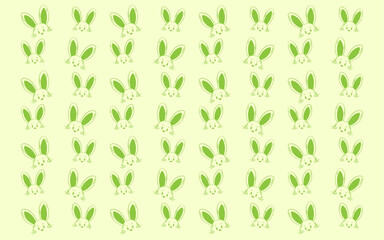Green cute bunny pattern background, cute vector bunny wallpaper