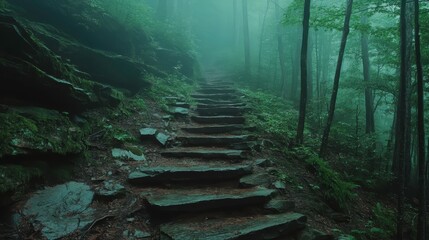 Fototapeta premium Exploring hidden trails mystical forest pathways in nature's embrace serene atmosphere captivating viewpoint