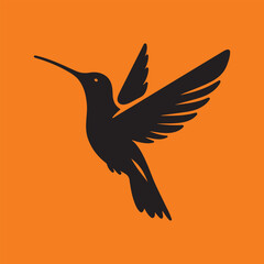 minimal vector illustration silhouette  of hummingbird
