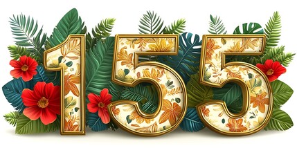 Tropical floral 155 number design.