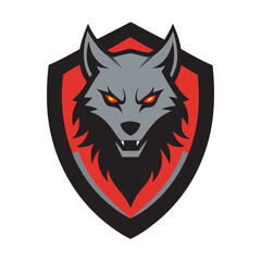 Wolf head mascot logo for sports and gaming fierce animal emblem