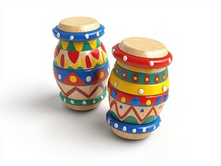 Colorful Wooden Musical Instruments for Kids, Decorative Handcrafted Shakers with Bright Patterns and Unique Designs