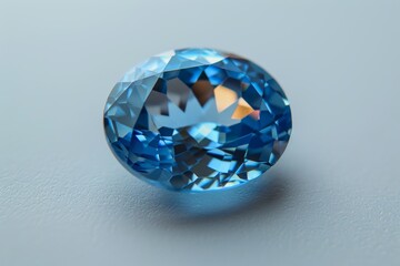 Stunning blue topaz gemstone isolated on a crisp white background for elegant display