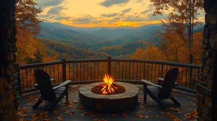 Enjoying a cozy campfire at sunset smoky mountains landscape photography autumn colors scenic view