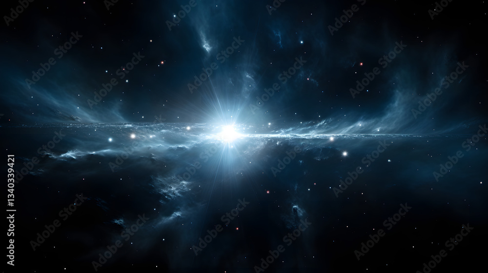 Poster stunning nebula in the sky illuminated by cosmic colors and intricate patterns creating a breathtaki