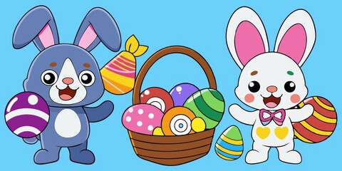 A nostalgic image of children from different eras participating in traditional Easter egg hunts.