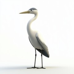 Obraz premium Elegant White Heron Character Standing Gracefully in a Minimalistic Style, Perfect for Creative Projects and Illustrations