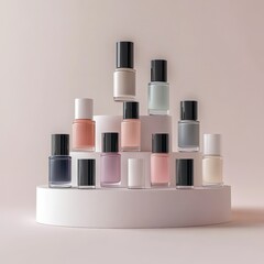 Glamourous pink liquid beauty in isolated glass cosmetic bottles