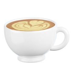 Latte Art in White Coffee Cup
