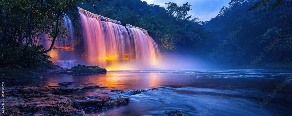 Aufkleber river rapids landscapes harmonious concept. a stunning view of a vibrant waterfall cascading into a 