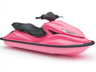 Naklejka premium Bright Pink Jet Ski on a White Background, Ideal for Summer Adventures and Water Sports Enthusiasts