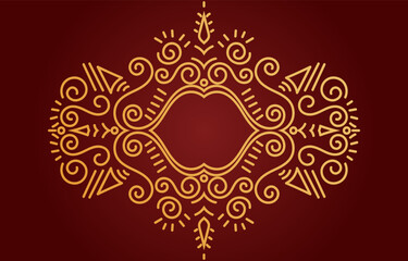 Luxurious golden ethnic tribal patterns on a red background.