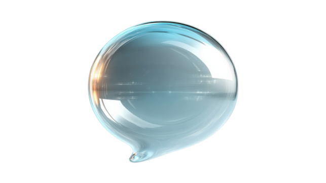 Empty transparent glass speech bubble floating on checkered background - Powered by Adobe