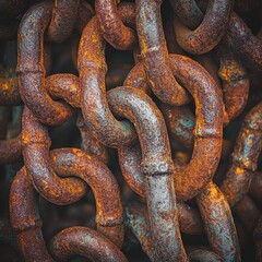 Captivating close up of weathered rusty chain links showcasing texture strength and industrial heritage a visual metaphor for connection and resilience