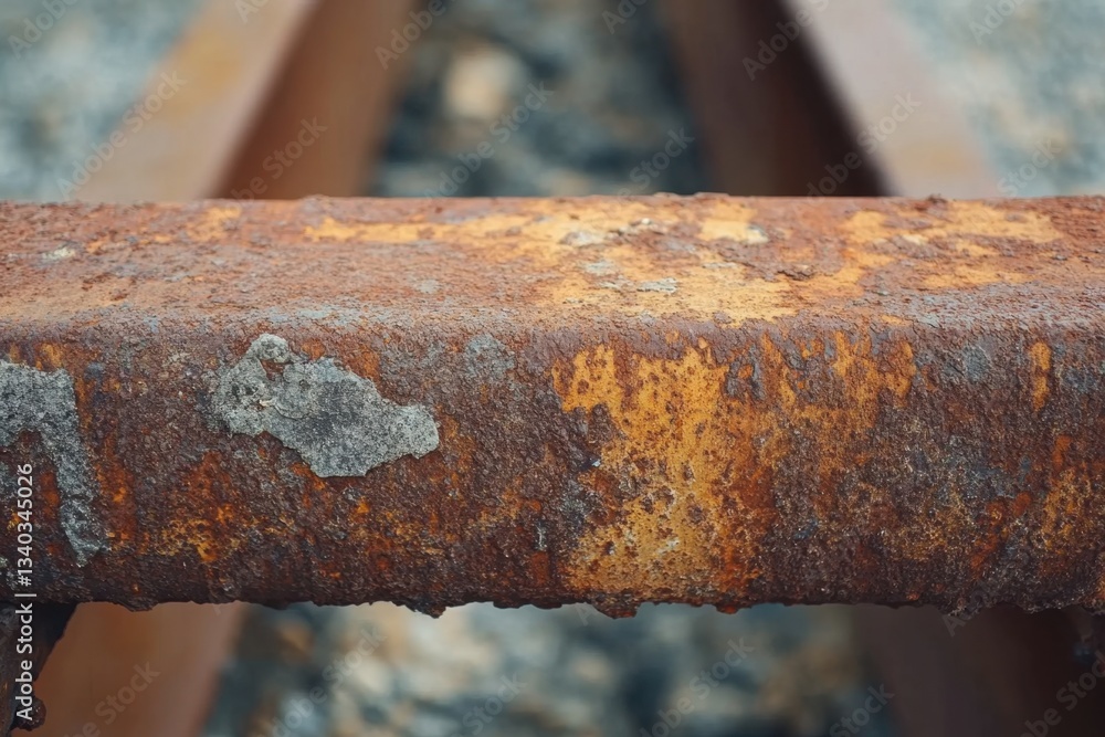 Poster detailed close up of weathered steel beam displaying rich rust textures and a sense of industrial de
