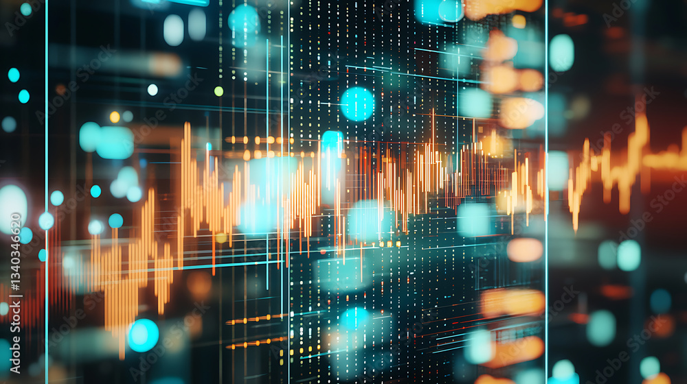 Poster visualizing sound waves in a digital environment technology analysis abstract viewpoint creative con